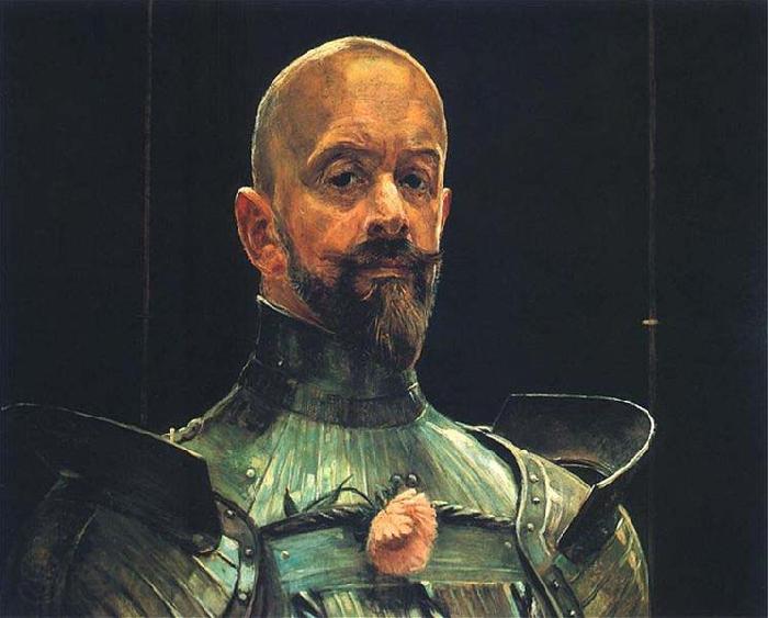 Jacek Malczewski Self-portrait in an armour. Spain oil painting art